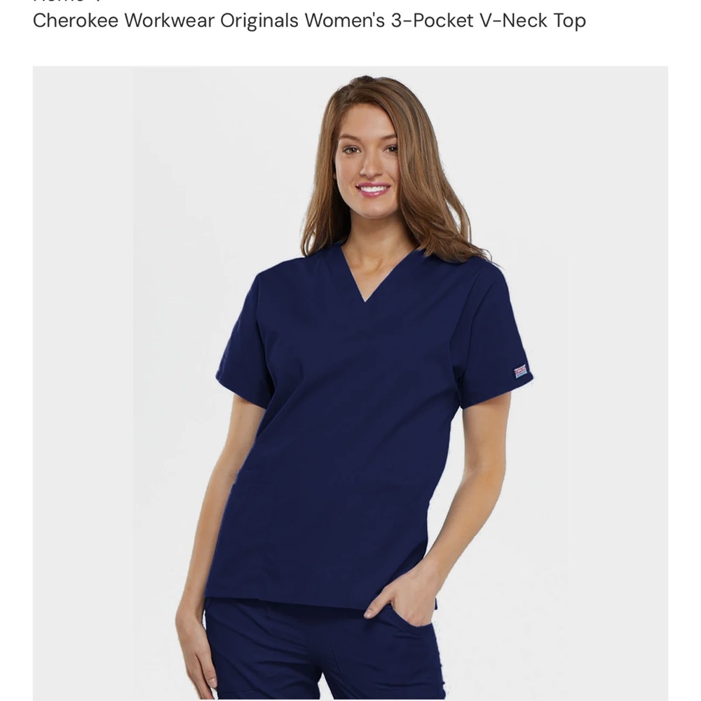 Cherokee Workwear Originals 3-Pocket V-Neck Scrub Top NWT